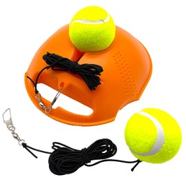 TaktZeit Tennis Trainer Rebound Baseboard Self Tennis Training Equipment Tennis Practice Rebounder with 2 Tennis Balls (Orange)