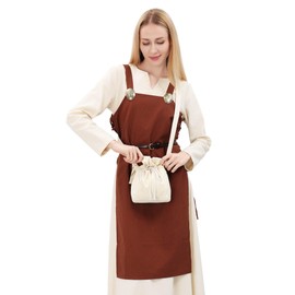 PROCOS Medieval Bag Canvas Water Bottle Holder Renaissance Drawstring Bag Costume Accessories Coin Purse for Festival LARP, Beige, One Size