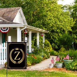 wyooxoo Monogram Letter Garden Flag 12x18 Inch Double Sided for Outside Burlap Family Last Name Initial Black Yard Flag (Z)