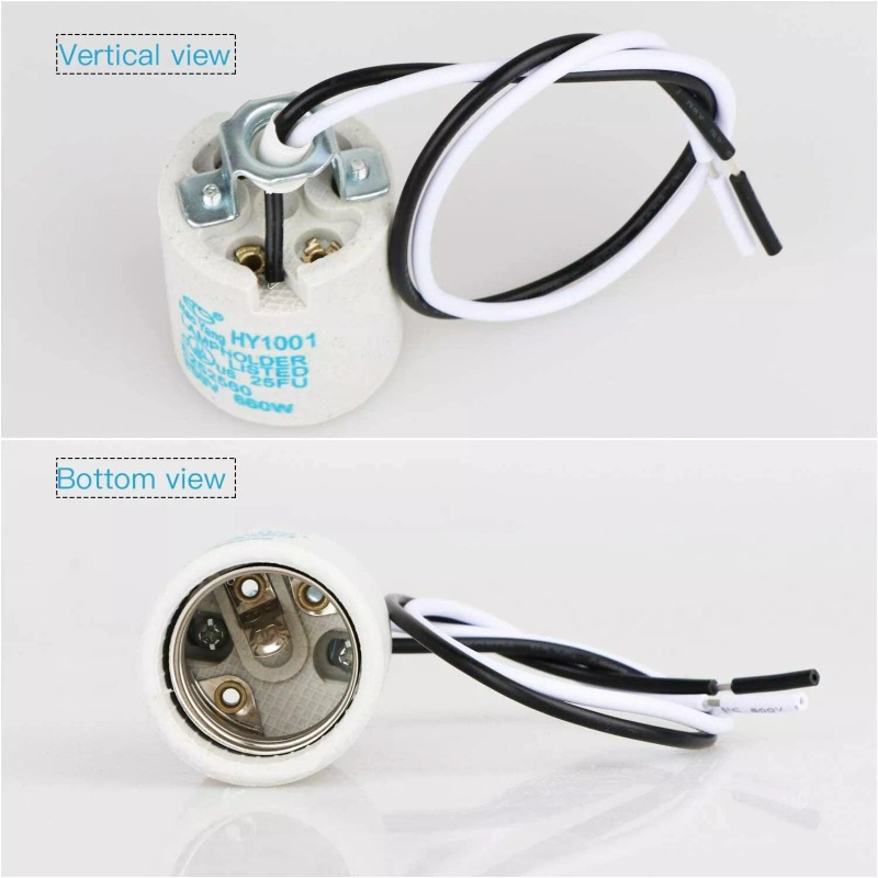 YI Lighting Ceramic E26 Medium Socket Holder Lamp Fixture with