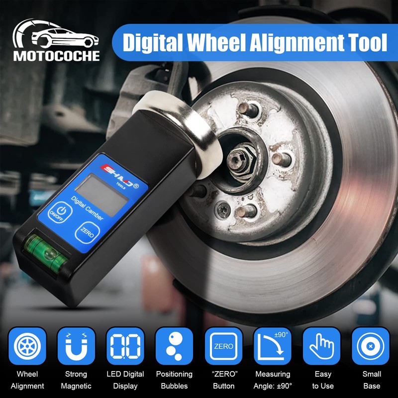 MOTOCOCHE Wheel Alignment Tools Automotive -90° to +90°, Digital Camber