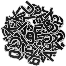 TXSN 72pcs Iron on Letters and Numbers Patches, Embroidered Letters and Numbers Applique Patches for Clothing, Hat, Jacket, Jeans, Backpacks, Bags and More, Black