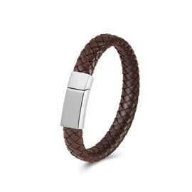 Minicremation Cremation Jewelry Urn Bracelet for Ashes for Women Men Keepsake Memorial Cuff Bangle Braided Leather Wristband Bracelet (20cm/7.87in, Brown)