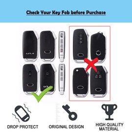 K LAKEY KIA Key Fob Cover,Compatible with 2019-2022 KIA Telluride K5 Ceed Cerato Forte NIRO Seltos SX Sorento Soul Key Fob Silicone TPU Protective Case Holder Shell wih Keychain Silver