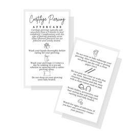 Lashicorn Cartilage Piercing Aftercare Card for Ear Care Instructions | 50 pk 2 x 3.5” on Solution Jewelry Saline Cleaner to Prevent Infection Bulk Kit for Clients