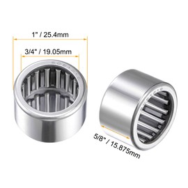 sourcing map SCE1210 Needle Roller Bearings, Drawn Cup Open End, 3/4-inch Bore 1-inch OD 5/8-inch Width 12800N Static Load 17500N Dynamic Load 5pcs