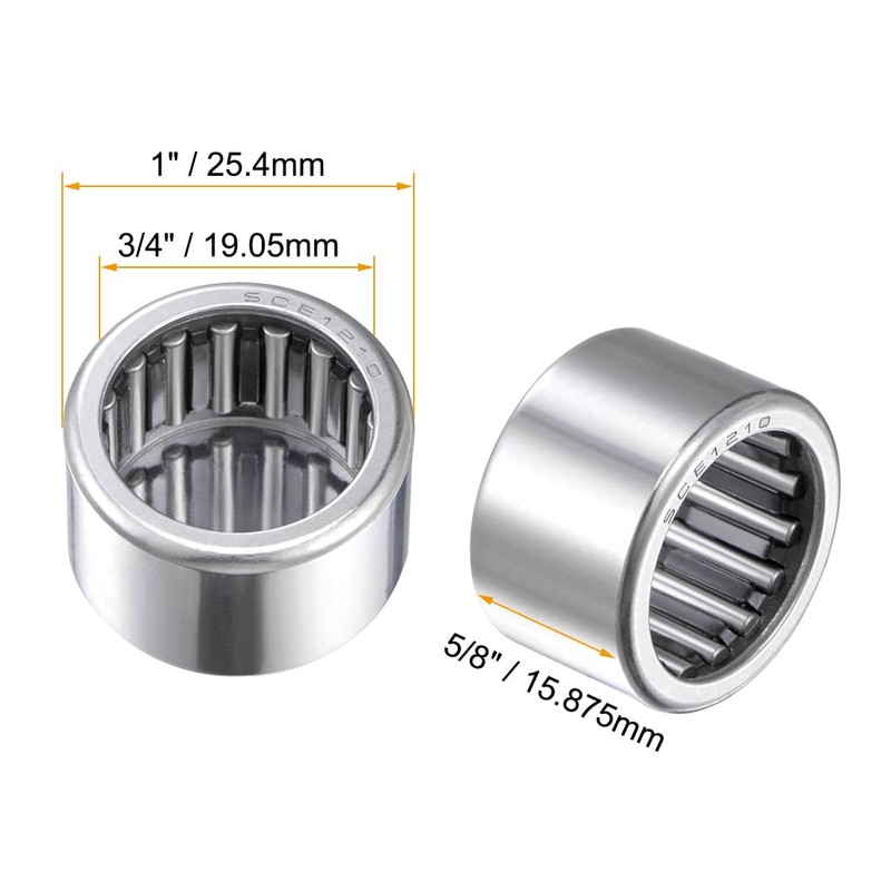 sourcing map SCE1210 Needle Roller Bearings, Drawn Cup Open End,