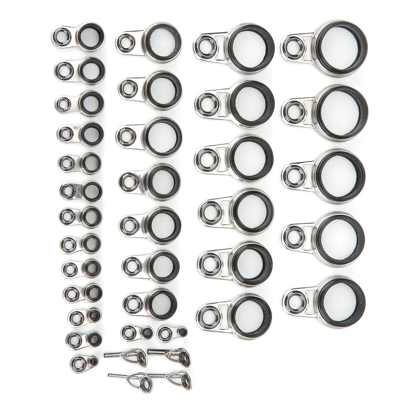 37Pcs Fishing Rod Guides Top Tip Ring Telescopic Surf Casting