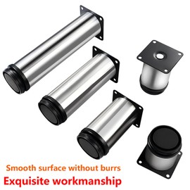 Qrity 4x Cabinet Legs Furniture legs Kitchen Unit Feet Table Legs Adjustable Furniture Feet - Chrome Metal - Adjustable Height (Total:120m)