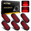 Partsam 6pcs Red Oval 10 Diodes 6 inch Stop Turn