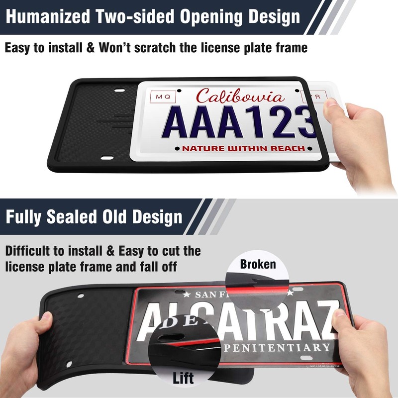 Intermerge License Plate Frames, 2 Pack, Universal US Car Black