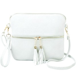 LeahWard Women's Cross Body Bags Nice Soft Shoulder Bags Tassel Handbags For Her Holiday Party CW9118 (WHITE H20cm x W22cm x D3cm)