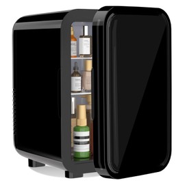 YASHE Mini Fridge, 6 Liter/8 Can 110V AC/DC Portable Thermoelectric Cooler Refrigerators for Bedroom, Skincare, Beverage, Office, Dorm Room and Car, Black