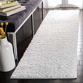 Safavieh August Shag Collection AUG900A Solid 1.2-inch Thick Runner, 2'3" x 8' , White