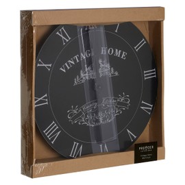 Premier Housewares 2200430 Frameless Wall Clock Vintage Kitchen Clocks Wall Home Wall Clock Modern Wall Clocks for Bedrooms Wall Clock for Living Room Black, 29 cm