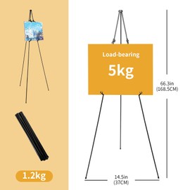 Display Easel Stand for Wedding Sign, Portable Folding Easel Floor Art Easel, Easy to Carry Tripod & Canvas Stand Art Easels for Display Painting Canvas, Wedding Signs, Presentations, Posters (Black)