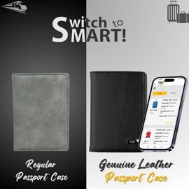 tag8 Vegan Leather Passport Holder, Eco-Friendly Leather Passport with NFC Technology for Men and Women, Dual Wallet and Case for Cards and Documents, Black