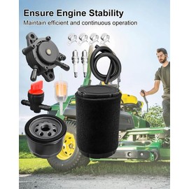 HUFEWU Air Filter Fuel Pump Oil filter Kit Fit for John Deere Z355E Z345M Z355R Z345R Z225 Z235 Z345 E120 LT150 46" 48" Mower 17.5hp 19.5hp 20hp 21hp Engine