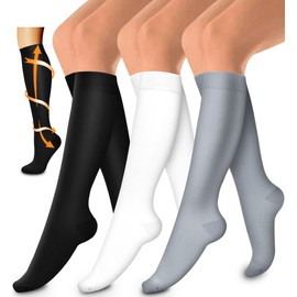 Laite Hebe compression socks,Black+White+Grey,S/M (3 pairs)