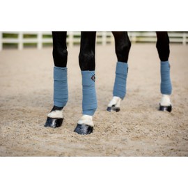 Lemieux Classic Polo Bandages - Premium Fleece Exercise Bandages - Set of Four - Full Size - Ice Blue