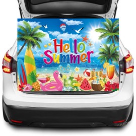 Summer Hawaiian Beach Backdrop 7x5FT Hello Summer Banner Summer Beach Pool Party Background for Photography Tropical Beach Hawaiian Party Decorations Photo Props