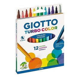 GIOTTO 0719 00 Turbo Color Fasermaler, Mehrfarbig, 12 Farben