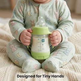 CHUBBIEE Baby Bottle Handles Compatible with MAM 5oz, 9oz & 11oz, Ergonomic Grips, BPA-Free PP Trainer Accessories for 4 M+, Blue & Green, 4-Pack