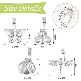 UFURMATE Table Clothes Weights, 4Pcs 4 Styles Zinc Alloy Vintage Tablecloth Weights Tablecloth Pendant with Metal Clip for Outdoor Garden Party Picnic Table Covers