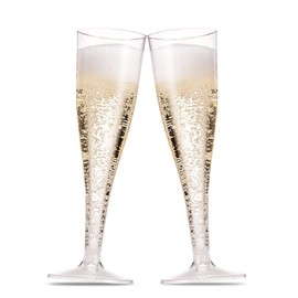50 Plastic Champagne Flutes 5 Oz Clear Plastic Toasting Glasses Disposable Wedding Party Cocktail Cups