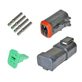CustomConnectorKits Deutsch DT Enhanced Black Splice Kit (DT04-4P-EP13: 4 Position Single Buss, 14 Ga. Contacts)
