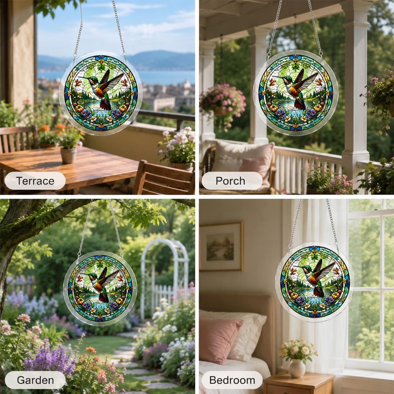 Acrylic Jigsaw Puzzle Suncatcher, 7in Hummingbird Sun Catchers for Windows