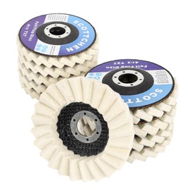 SCOTTCHEN Felt Flap Disc Abrasives 4-1/2" x 7/8" Arbor Buffing Polishing Wheel for Angle Grinder - 10 Pack