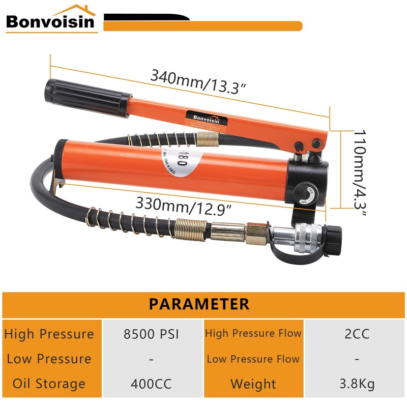 Bonvoisin CP-180 Manual Hydraulic Pump Hand Pump Hose Coupler for