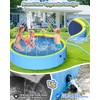 Yivsen 63in Sturdy Dog Pool with Sprinkler, 2-in-1 Non-Slip Kiddie/Kids