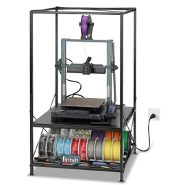 3D Printer Stand with Filament Storage - Heavy Duty 2-Tier 3D Printer Table Rack with Storage Shelf for Spools, Tools, and Accessories - for Home, Workshop, Studio (Black Large)