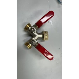 DINGBAI Garden Hose Splitter 2 Way, Y Splitter 2 Valves, Faucet Splitter, long handle 2 Way Heavy Duty Brass Splitter, Outdoor Faucet Splitter, 2 Way Y Valve 3/4" GHT Thread, Extended Handle Switch.