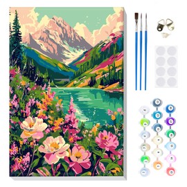 MOGTAA Paint by Numbers for Adults Beginners with Frame, Mountain Paint by Number for Adults on Canvas Framed, DIY Acrylic Oil Painting Kits Mountain Art Crafts for Home Decor, 8x12 in