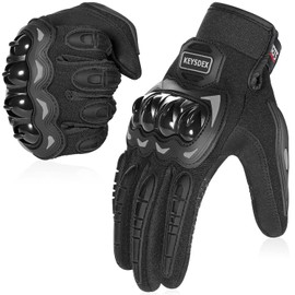 KEYSDEX Full-Finger Motorcycle Gloves, Men & Women, Black, Large