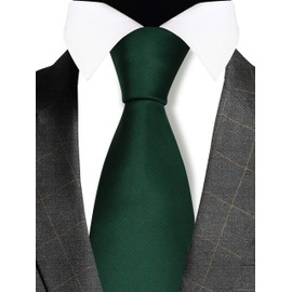 Gusleson 3.15"(8cm) Mens Dark Green Ties Solid Silk Necktie For Men Wedding Business (UK0791-02)