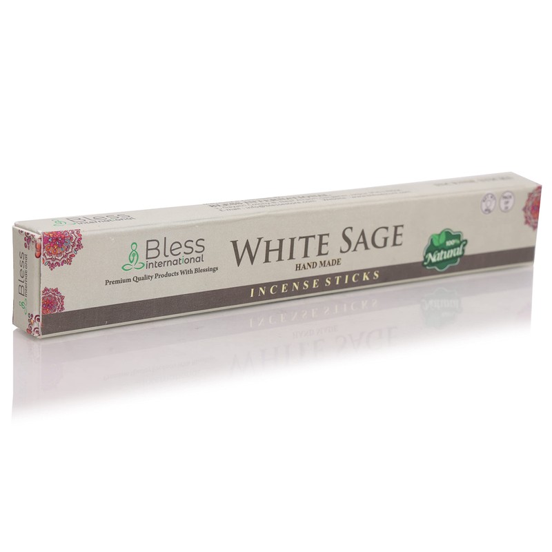 Bless-White-Sage-Incense-Sticks 100%-Natural-Handmade-Hand-Dipped-Incense-Sticks Organic-Chemicals-Free For-Purification-Relaxation-Positivity-Yoga-Meditation The-Best-Woods-Scent (25 Sticks (40GM))