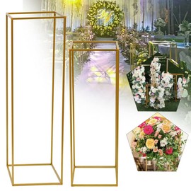 TFCFL 4/10 Pcs Gold Wedding Flower Stand Metal Vase Column Stand Geometric Centerpiece Vase (Style6)