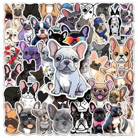 50 Pcs French Bulldog Stickers for Water Bottle Waterproof Sticker for Laptop Skateboard Phone Car Decals for Teens Adults for Party Favors Supplies Decor (French Bulldog Stickers)