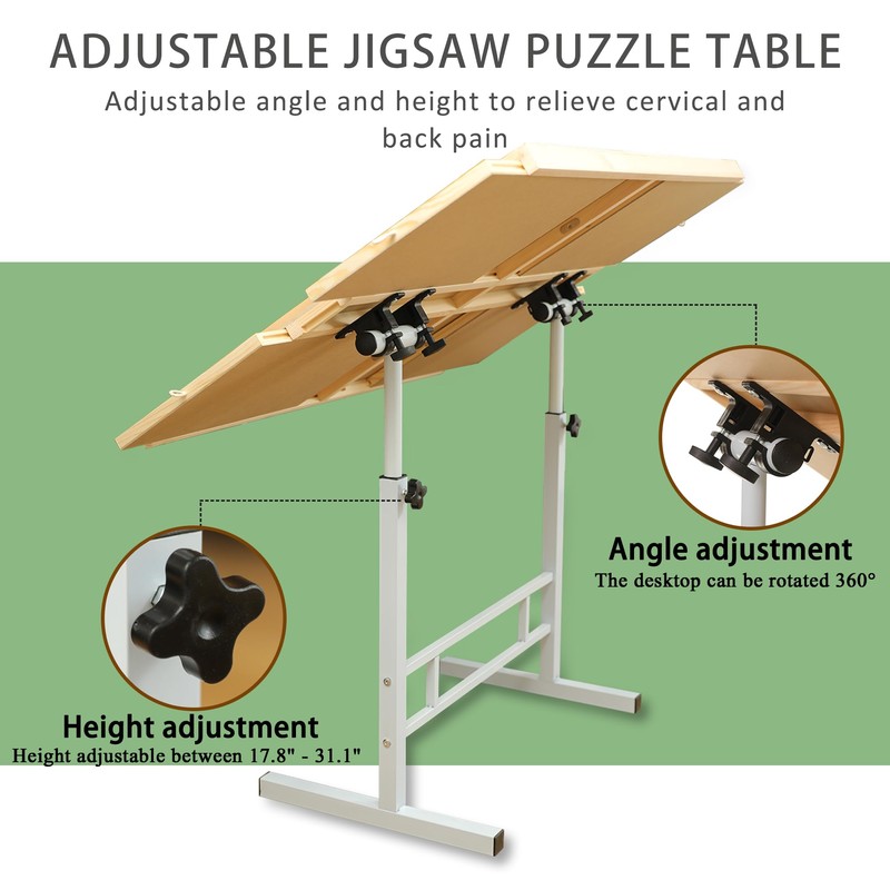 1500 Pieces Jigsaw Puzzle Table with Legs and Drawers, Adjustable