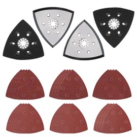 4 Pieces 93mm Triangle Sanding Plate, Fine Sanding Plate, Multitool Sanding Attachment, Multitool Sanding Disc with 24 Triangle Sander Sandpapers for Sanding and Polishing