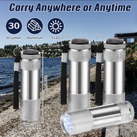 VIHOSE 32 Pcs Mini Flashlights Bulk, Bright Aluminum Handheld Flash Light with Lanyard, Small LED Flashlights for Kids Night Reading Emergency Hurricane Camping Hiking Party Favors(Silver)