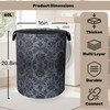 Black Damask Flower Large Clothes Hamper Bag - Laundry Basket