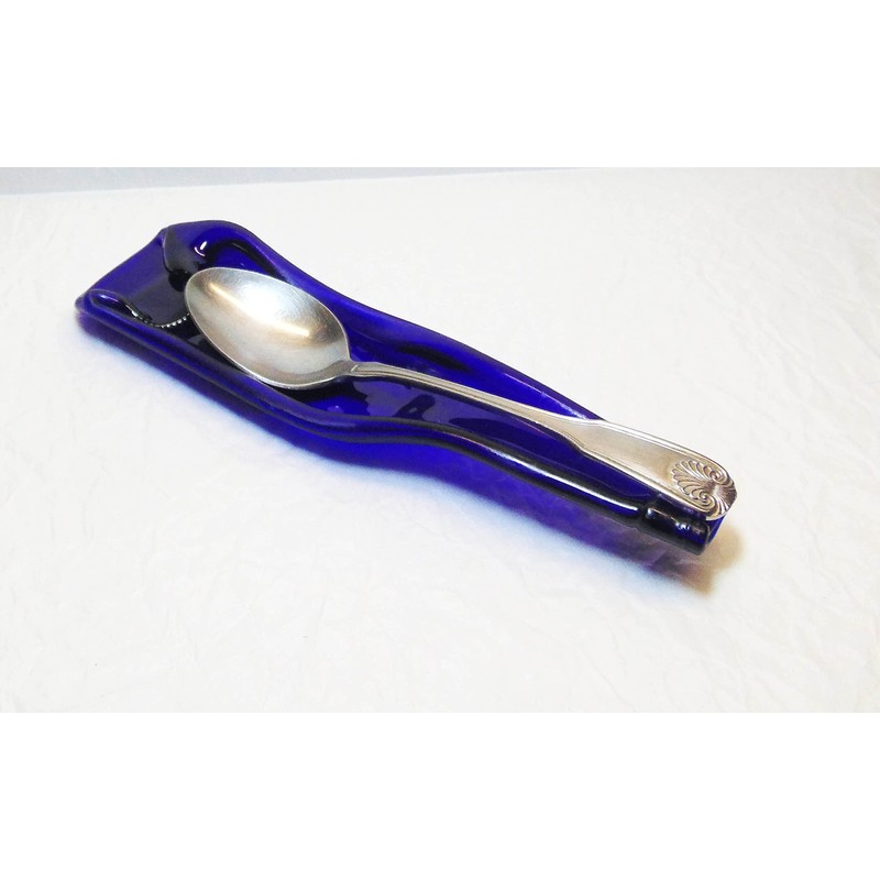 Upcycled Cobalt Blue Glass Beer Bottle Spoon Rest Small Dish