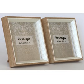Rusnugic 6x6 Picture Frame - 2 Pack Rustic Square Photo Frame - Small Picture Frame for Pet Dog or Cat, Tabletop or Wall Display - 6 x 6 Frame for Gallery Family Friends Gift (White oak, 6x6)