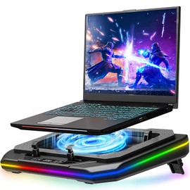 MOUNTUP RGB Laptop Cooling Pad for 13-19 Inch, Max 3500RPM Gaming Laptop Cooler, Cooling Pad Stand with Touch Switch to Control Speed, Laptop Fan Cooling Pad with Powerful 4.72 Inch Turbo Fan