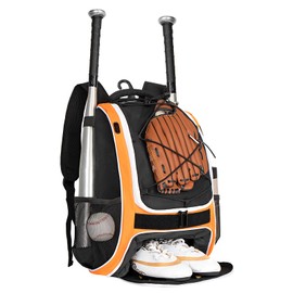 WOLT | Youth Baseball Backpack Bag for Baseball, Softball & T-Ball Equipment & Gear, Youth Boys and Adults, with Holder for Bat, Helmet, Glove, & Shoes Compartment & Fence Hook